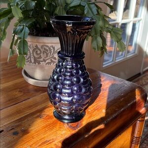 Vintage Weston Black Amethyst Glass Vase